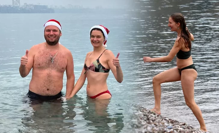 Su çok sıcak! Banyo yapıyor gibiyiz’ Yeni yılın ilk gününde Antalya’da denize girdiler